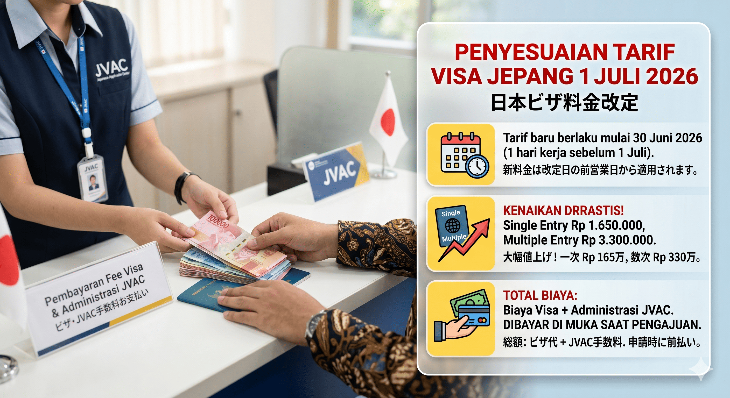 Kenaikan Drastis Tarif Visa Jepang Mulai 1 Juli 2026, Single Entry Menjadi Rp 1,65 Juta